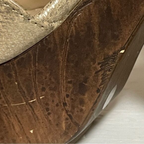 G By Guess Platform Stacey Sandal Block Heels Champagne Gold and Brown 5.5 - Picture 6 of 15